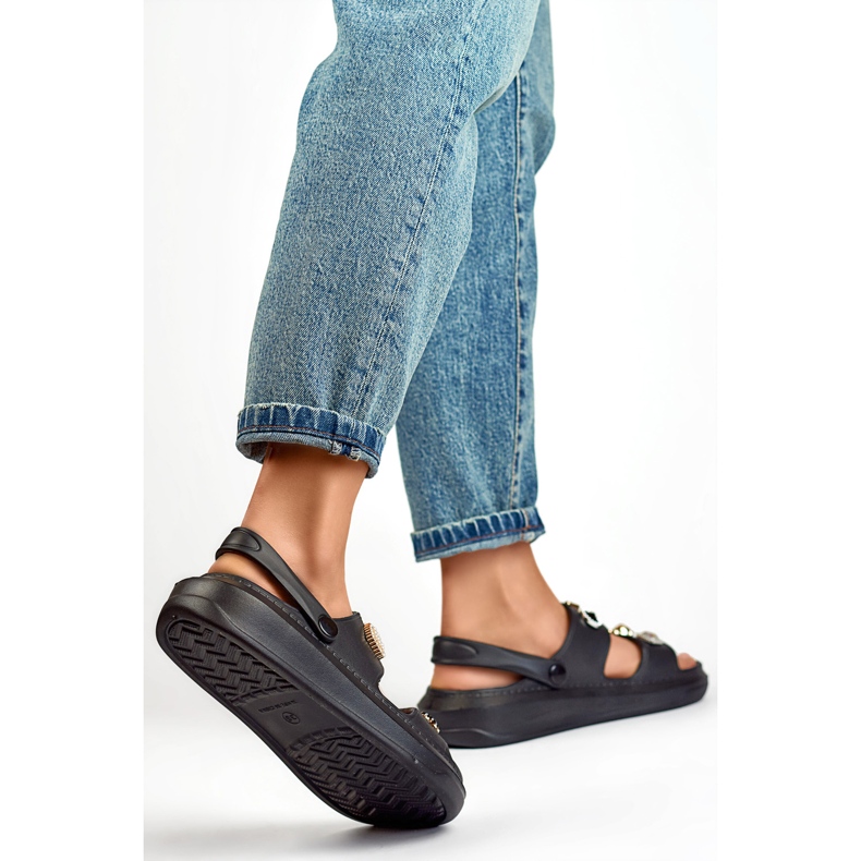 Sandali da donna con decorazioni JHC3071B, nero 1