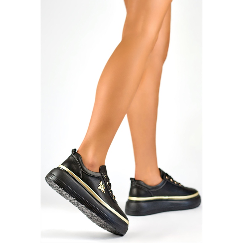 Scarpe sportive da donna con decorazione GD-XF120C-B, nere nero 1