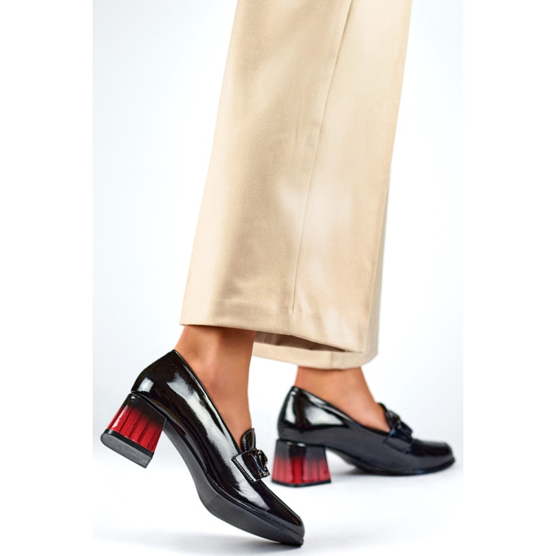 Décolleté da donna in vernice con decorazione GD-FL477-B, nere nero 1