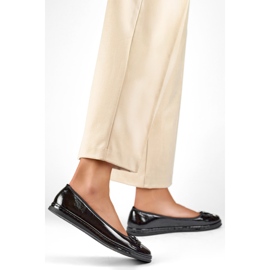 Ballerine da donna con fiocco GD-XR392-B laccate nere nero 1