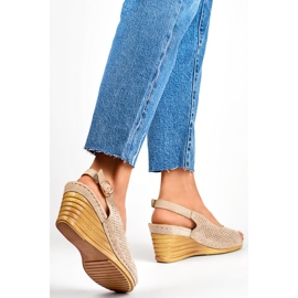 Sandali con zeppa da donna GD-FL1243KH, beige 1