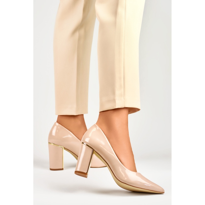 Décolleté da donna in vernice GD-DO112B-BE, beige 1