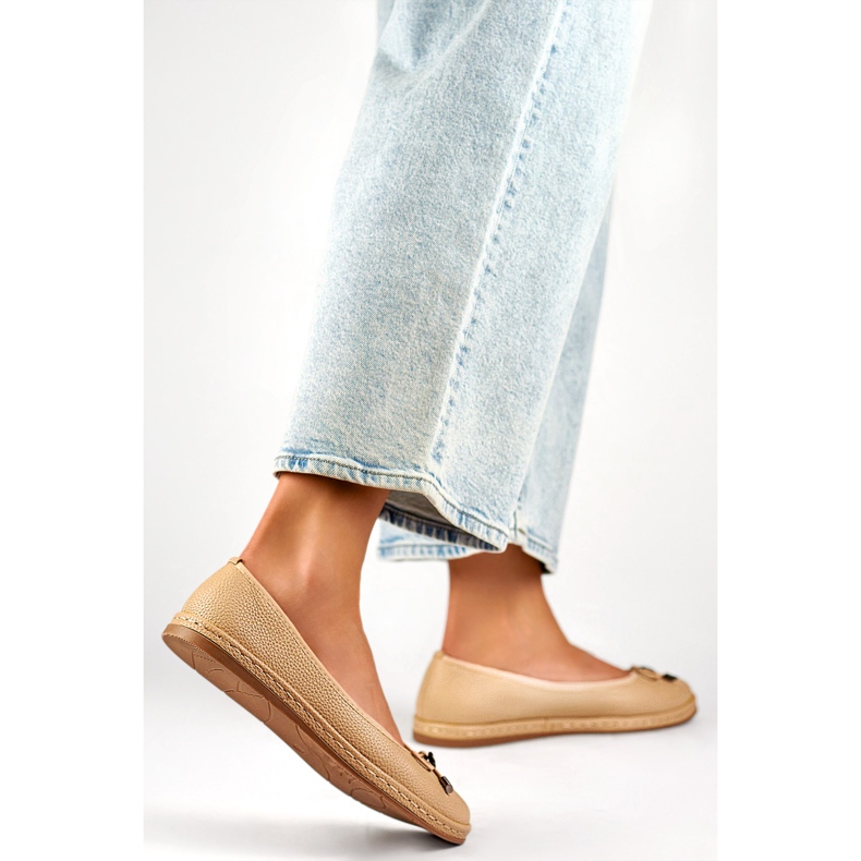 Ballerine da donna con fiocco GD-XR392A-BE beige 1