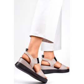 Sandali con zeppa da donna GD-LH2002T, beige 1