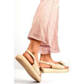 Sandali da donna con fiocco LX2350BE beige 1