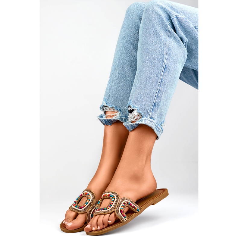 Infradito da donna con perline 1122MIX multicolore 1