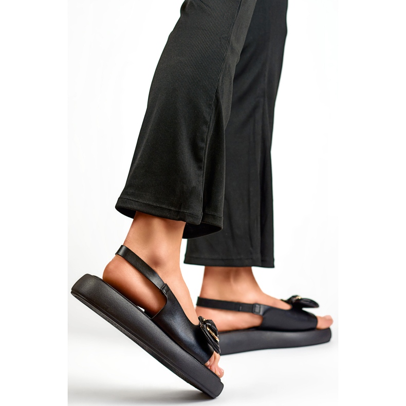 Sandali da donna con fiocco LX2350B nero 1