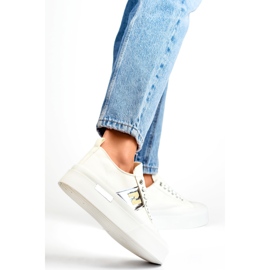 Scarpe da ginnastica da donna sulla piattaforma LY100W bianca 1
