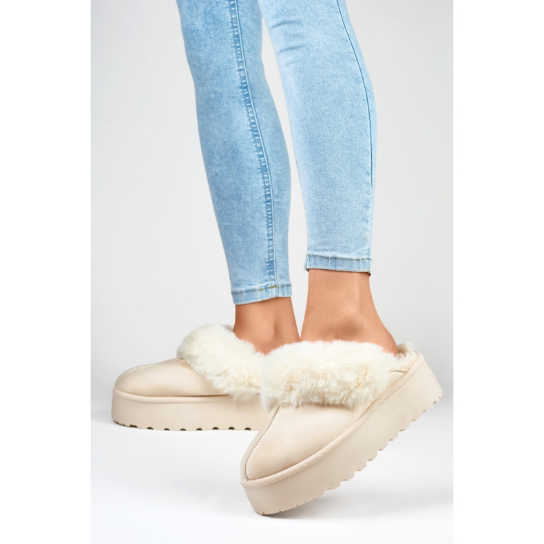 Pantofole isolanti da donna 81366-3BE beige 1