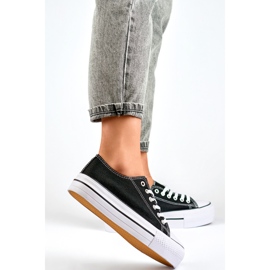 Scarpe da ginnastica con plateau da donna QY832B nero 1