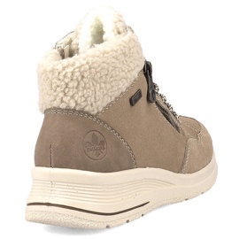 Stivaletti da donna impermeabili in pelle beige Rieker L7701-24 1