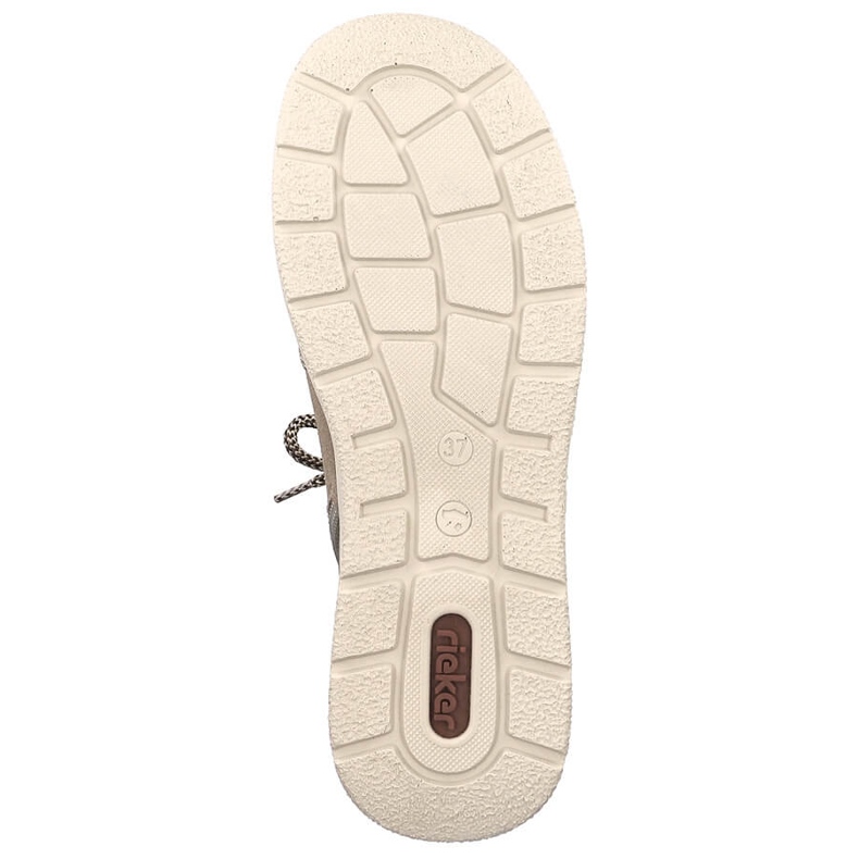 Stivaletti da donna impermeabili in pelle beige Rieker L7701-24 2