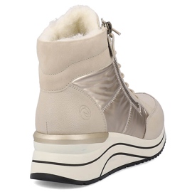 Stivali con zeppa isolanti in pelle da donna, beige Remonte D0T72-60 1