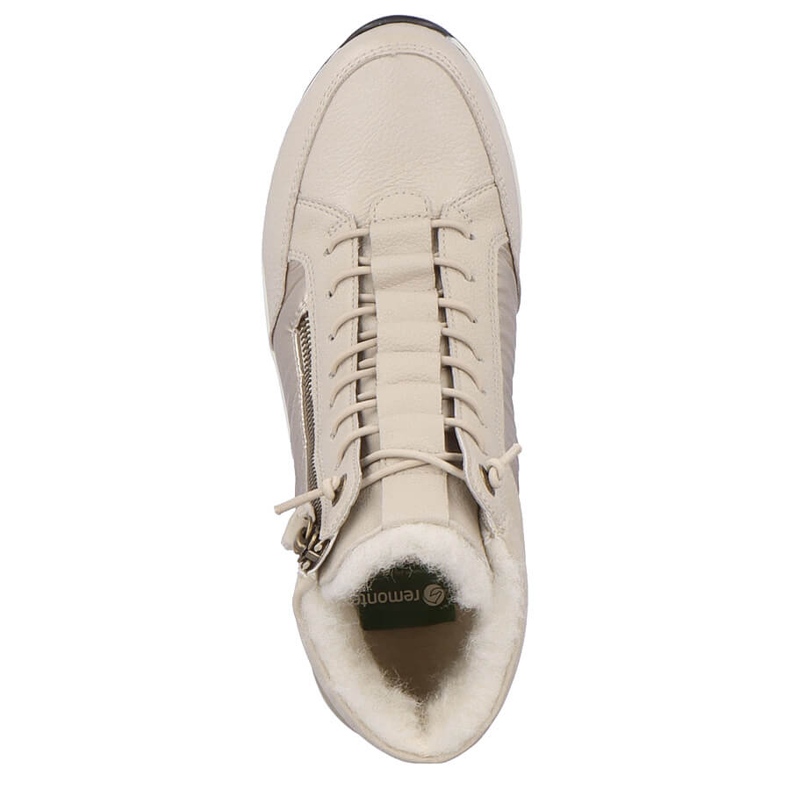 Stivali con zeppa isolanti in pelle da donna, beige Remonte D0T72-60 2