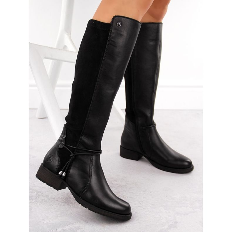 Stivali isolanti da donna in pelle, neri Rieker Z9564-00 nero 2