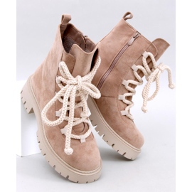 Stivaletti stringati Smiless Khaki con lacci spessi beige 1
