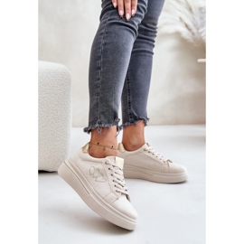 Sneaker da donna sulla piattaforma con cuori beige 1