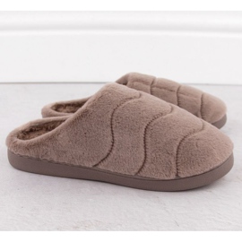 Pantofole da casa in pelliccia Unisoft W 6622 EVE466A marrone, beige/crema 2