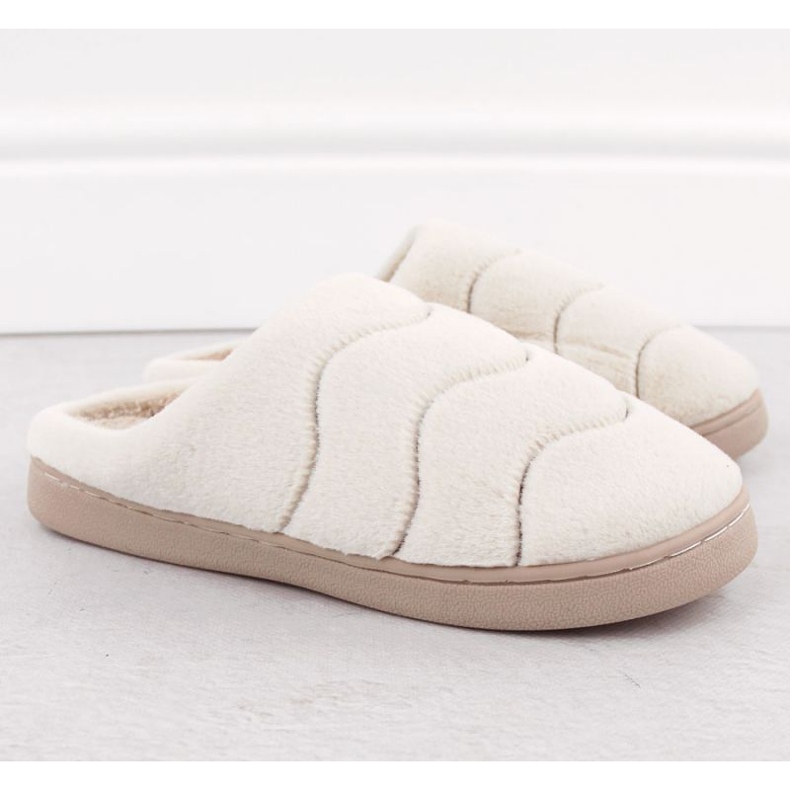 Pantofole da casa in pelliccia Unisoft W 6622 EVE466B beige 2