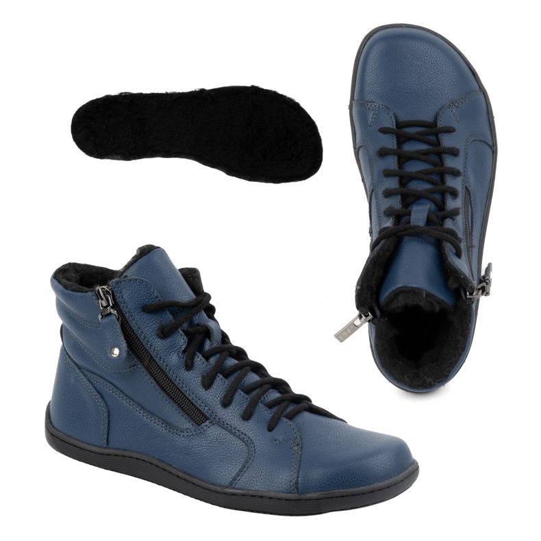 Olivier Scarpe invernali da donna in pelle 1261 minimaliste a piedi nudi, blu navy 2