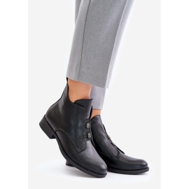 Stivali da donna isolati con tacco piatto in ecopelle S.Barski HY42-716 Nero 1