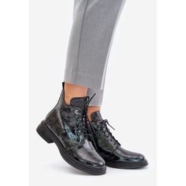 S.Barski Stivali verniciati in pelle da donna, caldi, con cerniera, D&amp;A LZ42-042, nero e grigio 1