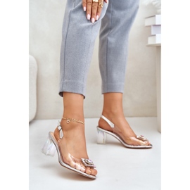 S.Barski Sandali Trasparenti Con Spilla Su Tacco Alto D&amp;A MR42-031 Argento d'argento 1