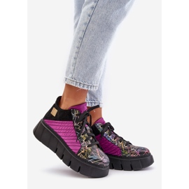 Sneakers in pelle sulla piattaforma Maciejka 06767-15 Fucsia nero 1