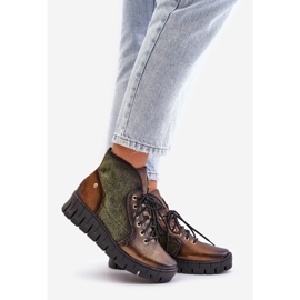 Stivaletti con zeppa e plateau in pelle Maciejka 06702-09 Verde e Oro 1