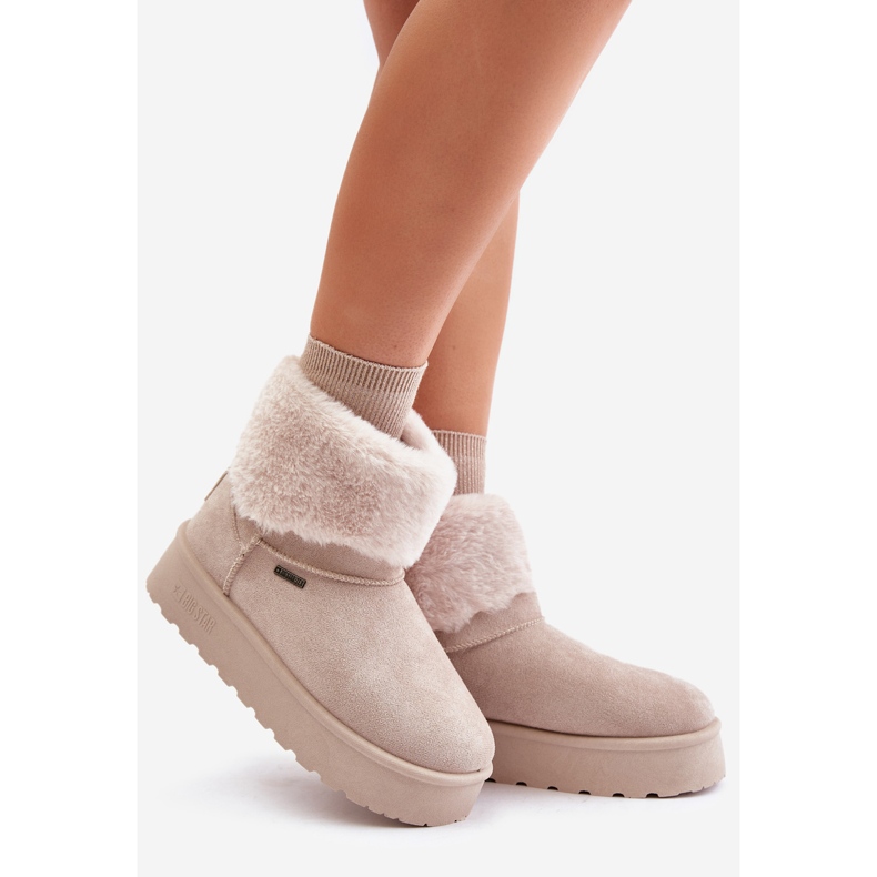 Stivali da neve con plateau e pelliccia Big Star OO274A107 Beige chiaro 1