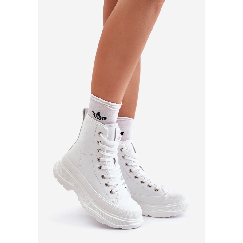 Sneakers isolate in pelle su un'enorme piattaforma Big Star OO274A598 Bianco bianca 1