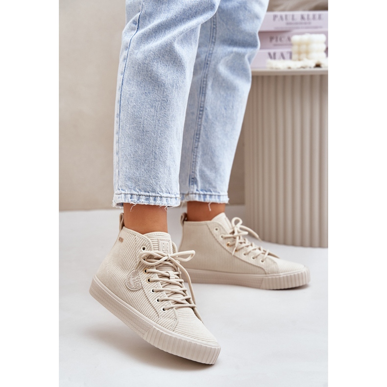 Scarpe da ginnastica da donna in velluto a coste isolanti Big Star OO274771 Sistema Hi-Poly Beige 2