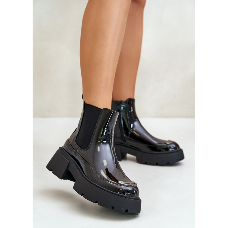 Stivaletti di vernice isolanti con cerniera, Black Jesschris nero 2