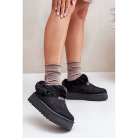 Doposci bassi con pelliccia sul plateau, Eco suede, Neathoria nera nero 2