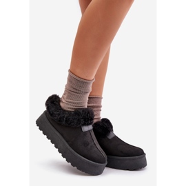 Doposci bassi con pelliccia sul plateau, Eco suede, Neathoria nera nero 1