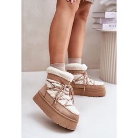 Stivali da neve beige con plateau Izathiel con allacciatura 2
