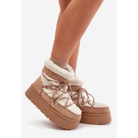 Stivali da neve beige con plateau Izathiel con allacciatura 1
