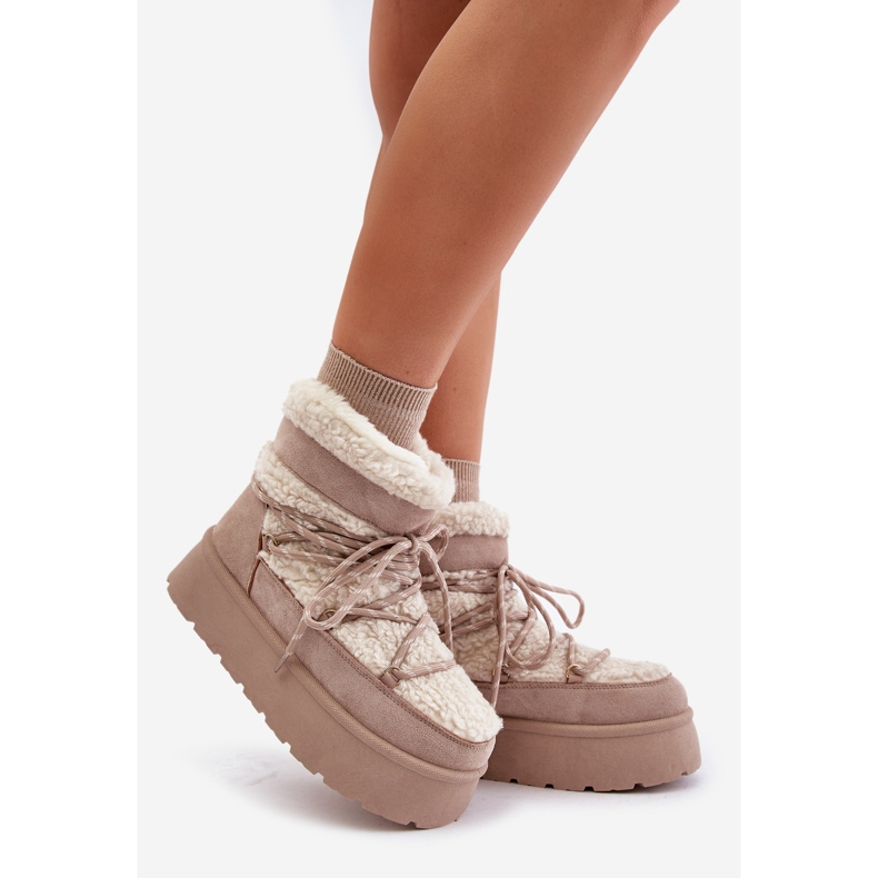 Doposci con plateau e allacciatura Izathiel beige chiaro 1