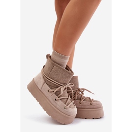 Stivali da neve Mavora beige con allacciatura sulla piattaforma 1