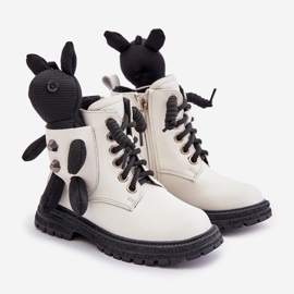 Stivali per bambini isolati in pelle con cerniera e orsacchiotto Vinceza 36261 Bianco 1