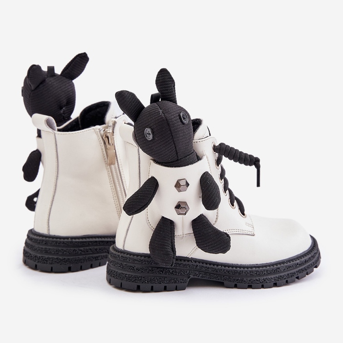 Stivali per bambini isolati in pelle con cerniera e orsacchiotto Vinceza 36261 Bianco 2