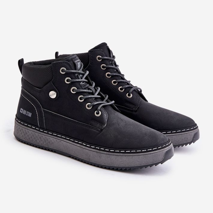 Stivali stringati da uomo Big Star OO174559 Sistema Hi-Poly neri nero 1