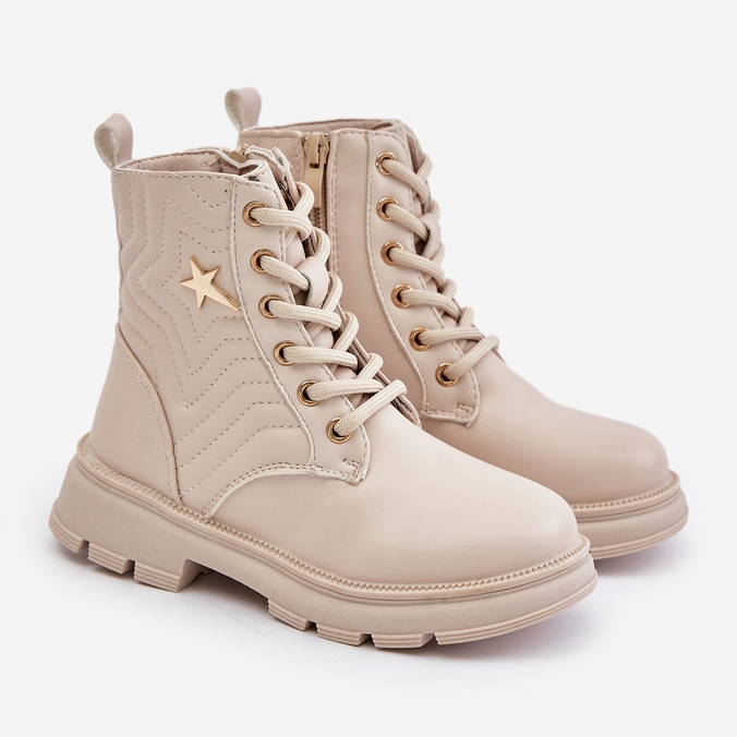 Stivaletti per bambini isolati con cerniera in ecopelle, Beige Liotira 1