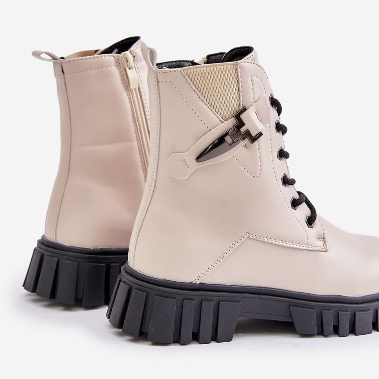 News Stivaletti isolanti da ragazza con cerniera e decorazione, beige Zinnirella 2