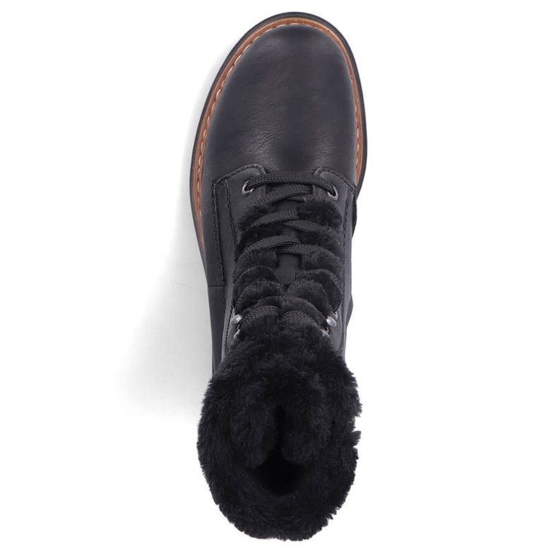 Borse termiche da donna con pelliccia, nere Rieker 72625-00 nero 2
