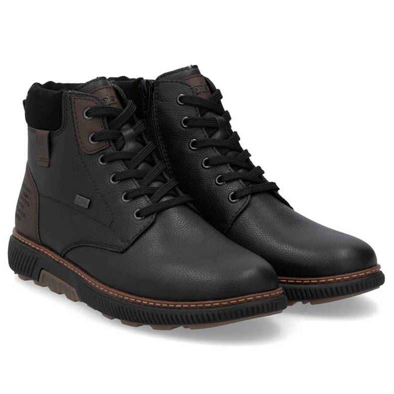 Stivaletti isolanti da uomo in pelle impermeabili, neri Rieker B3343-00 nero 1