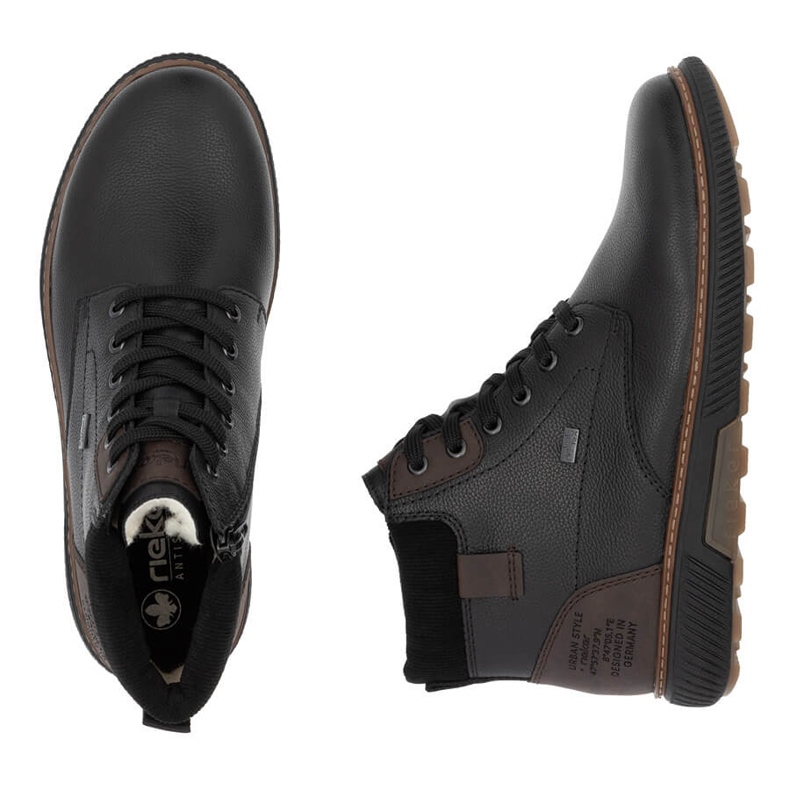 Stivaletti isolanti da uomo in pelle impermeabili, neri Rieker B3343-00 nero 2
