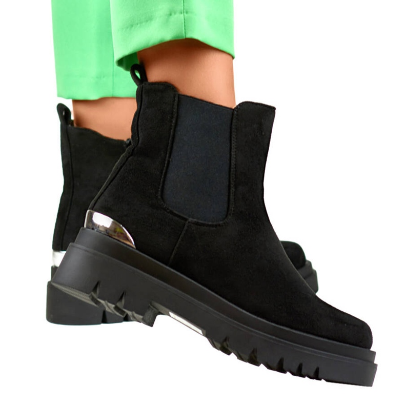 Stivaletti Chelsea in pelle scamosciata da donna, neri, XJ-351B nero 1