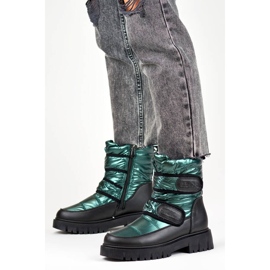 Stivali da neve con chiusura strappo metallici neri e verdi da donna JH-1GR nero 1