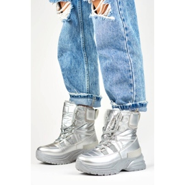 Doposci da donna, stivali argento lucido 22-PY16061SI d'argento 2